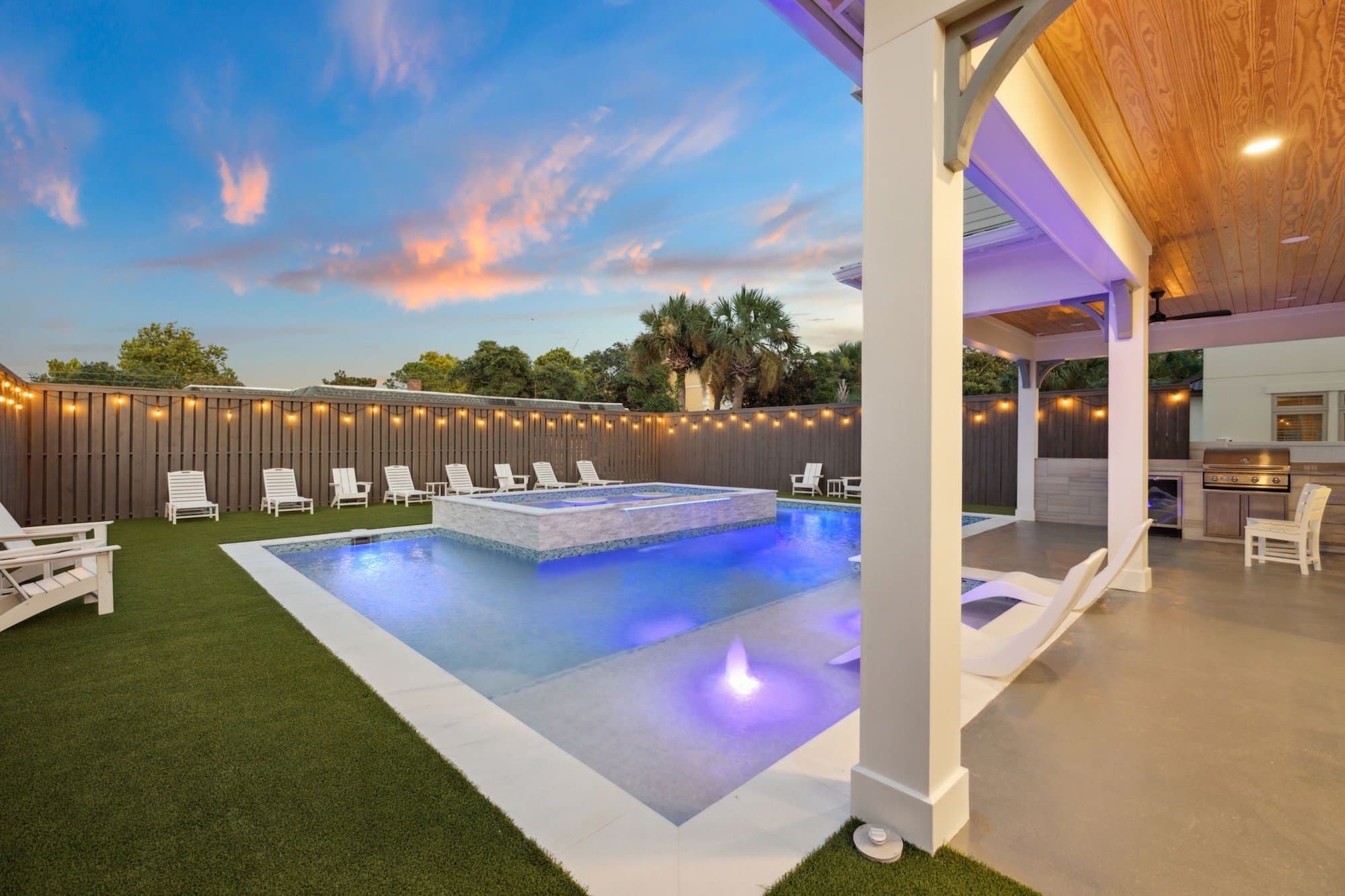 Completed custom pool with wide sun deck